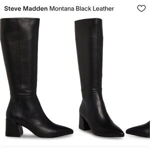 Steve Madden Black Leather Montana Knee High Boot Size 8.5